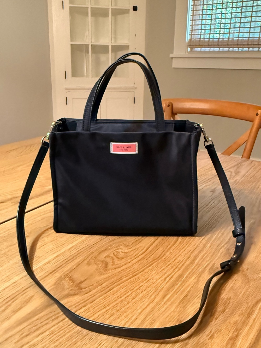 kate spade black nylon shoulder bag with removable strap